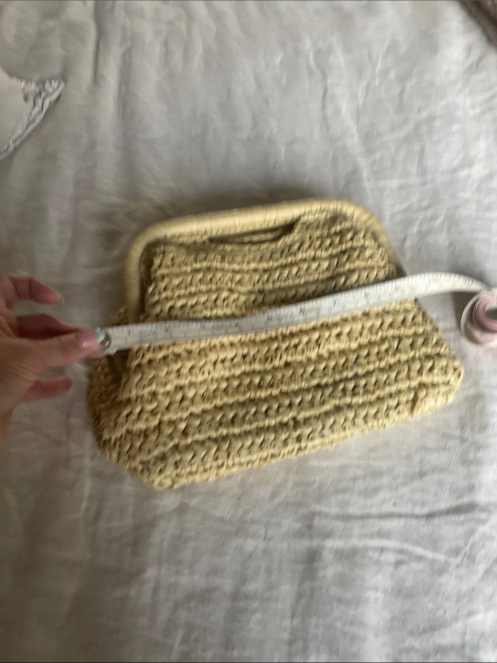 Abercrombie & Fitch Cream Woven Clutch - Picture 6 of 7